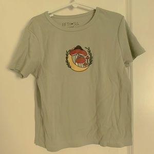 Boxy Pastel Green Mushroom T-Shirt